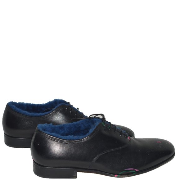 Salvatore Ferragamo Limited Edition Gris Black Blue Shearling Fur Painted 9US main image 5